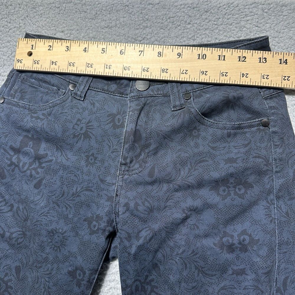 Cabi Jeans Women‎ 3196 Blue Black Lace Pattern Curvy Skinny Stretch Denim Size 2 - Picture 2 of 10